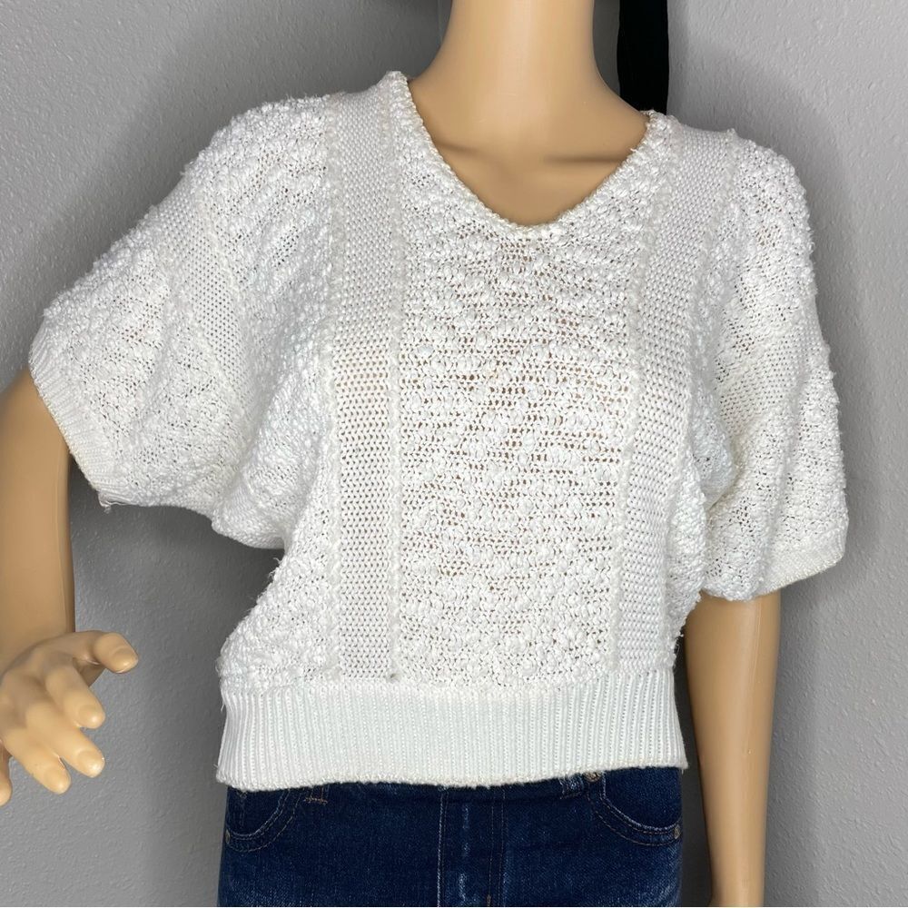 Vintage Margules Short Sleeve 80’s Knit Sweater Off White Size Small